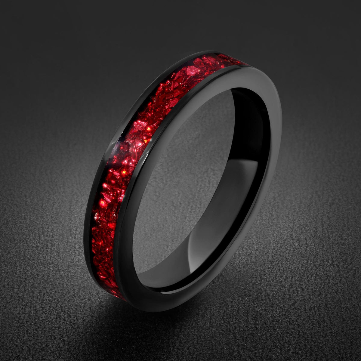 Ruby Ring, Black Tungsten Ring, Black Wedding Ring, Mens Wedding Band, Womens Ring, Anniversary Ring, Engagement Ring, 4mm Ri