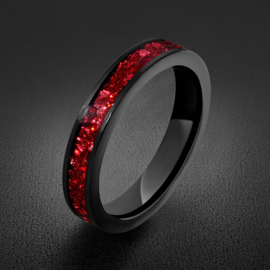 Ruby Ring, Black Tungsten Ring, Black Wedding Ring, Mens Wedding Band, Womens Ring, Anniversary Ring, Engagement Ring, 8mm 4m