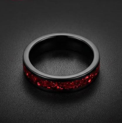 Ruby Ring, Black Tungsten Ring, Black Wedding Ring, Mens Wedding Band, Womens Ring, Anniversary Ring, Engagement Ring, 8mm 4m