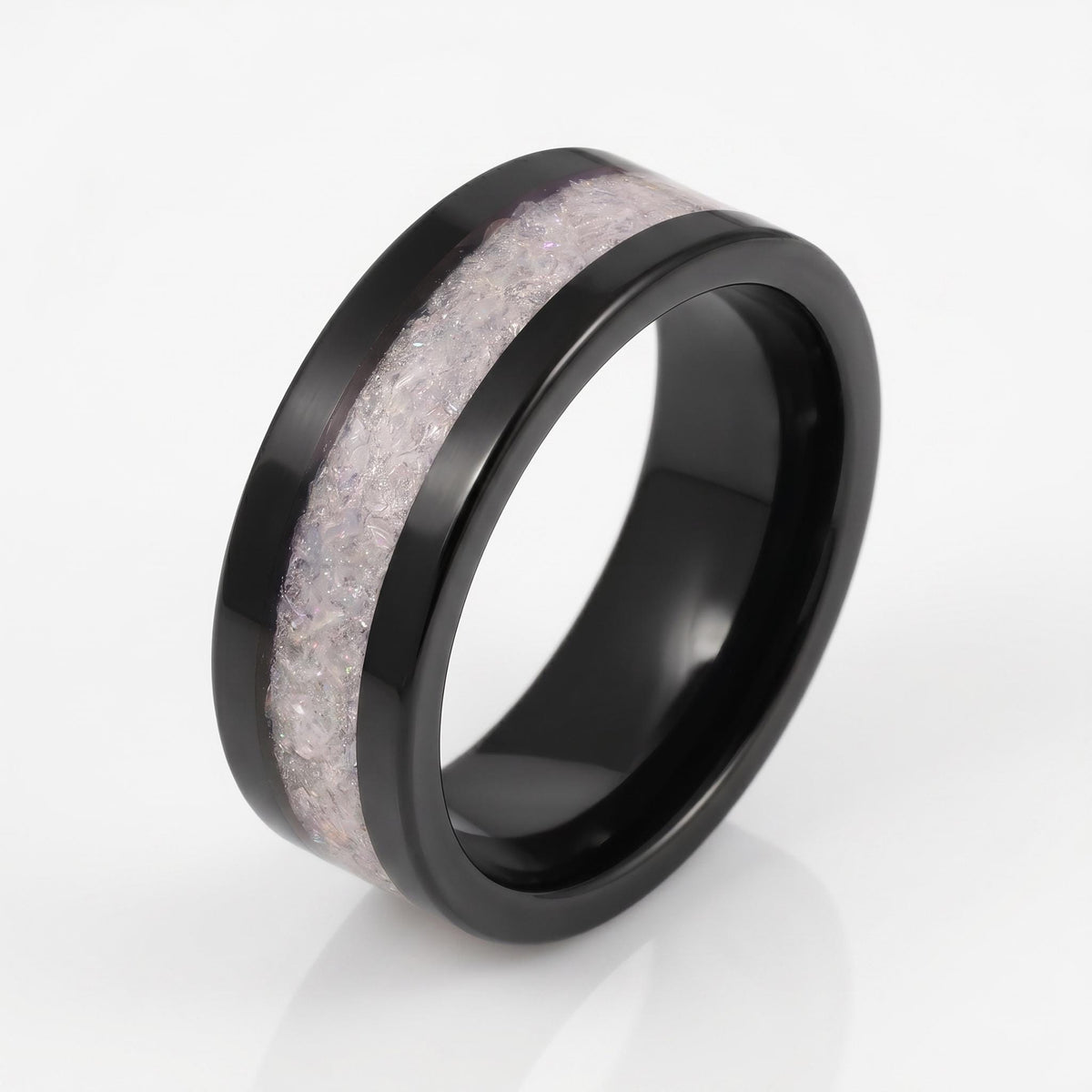 Black Tungsten Moonstone Ring for Men ~ Moonstone Wedding Band, Comfort Fit (4mm, 8mm) ~ Tungsten Carbide Couple Ring ~ Promi