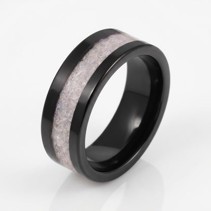 Black Tungsten Moonstone Ring for Men ~ Moonstone Wedding Band, Comfort Fit (4mm, 8mm) ~ Tungsten Carbide Couple Ring ~ Promi