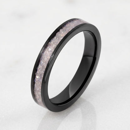 Black Tungsten Moonstone Ring for Men ~ Moonstone Wedding Band, Comfort Fit (4mm, 8mm) ~ Tungsten Carbide Couple Ring ~ Promi