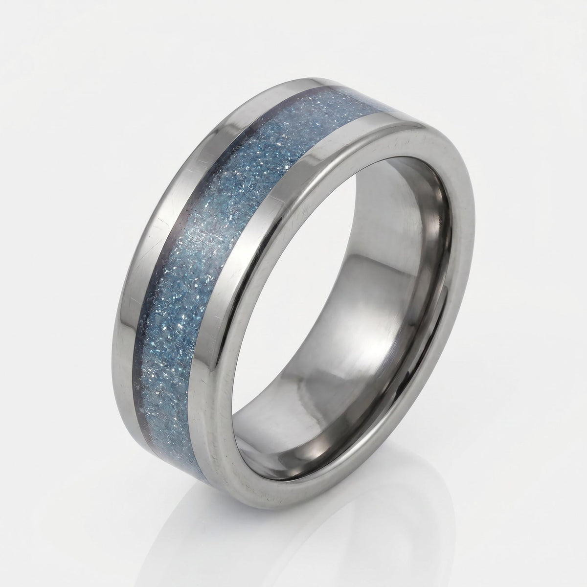 Aquamarine Ring, Silver Tungsten Ring, Silver Wedding Ring, Mens Wedding Band, Womens Ring, Anniversary Ring, Engagement Ring
