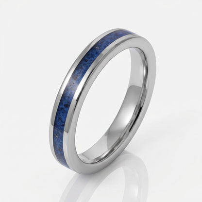 Blue Sapphire Tungsten Carbide Ring ~ Silver Sapphire Inlay ~ 4mm, 8mm Widths Ring ~ September Birthstone Ring ~ Modern Sapph