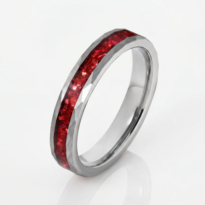 Ruby Ring, Hammered Tungsten Ring, Hammered Silver Ring, Mens Wedding Band, Womens Ring, Anniversary Ring, Engagement Ring, 4
