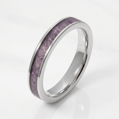 Silver Wedding Tanzanite Ring (4mm & 8mm) ~ Men Tungsten Carbide Ring ~ Elegant Tanzanite Jewelry for December Birthstone ~ S