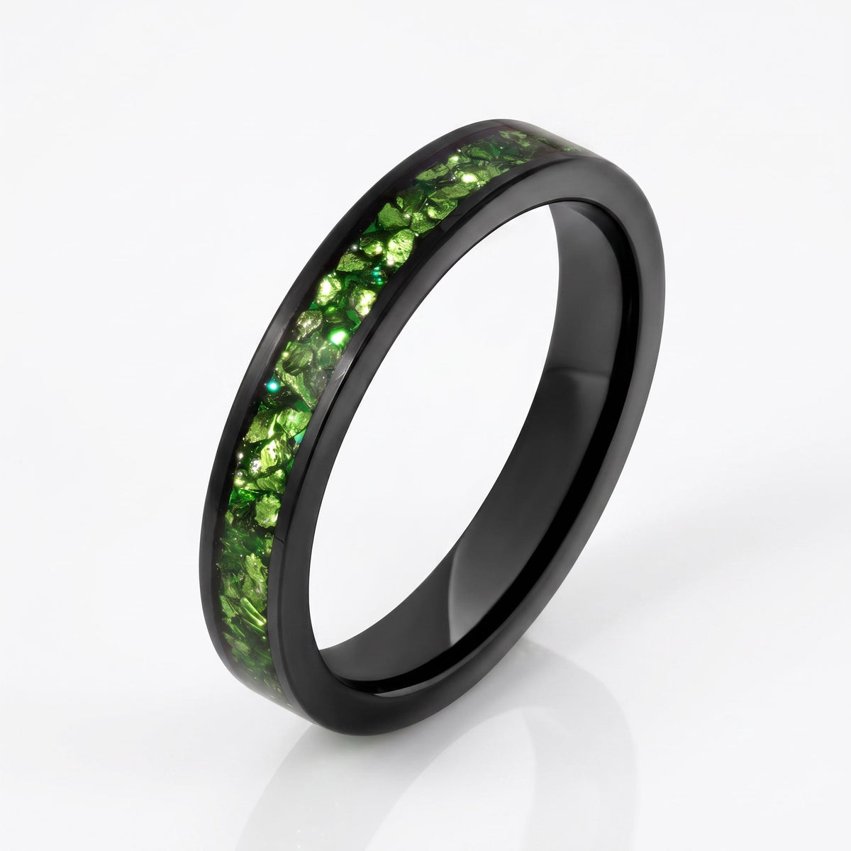Black Emerald Ring ~ Black Tungsten Carbide Ring ~ Gothic Black Wedding Ring ~ Witchy Wedding Band ~ Fall Womens Ring ~ Black