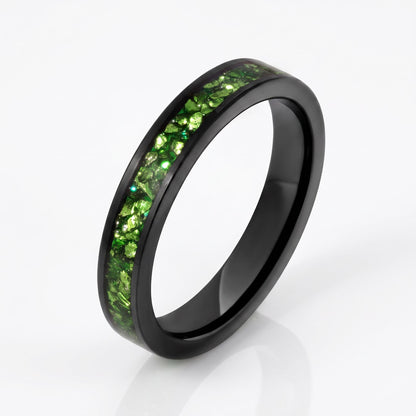 Black Emerald Ring ~ Black Tungsten Carbide Ring ~ Gothic Black Wedding Ring ~ Witchy Wedding Band ~ Fall Womens Ring ~ Black