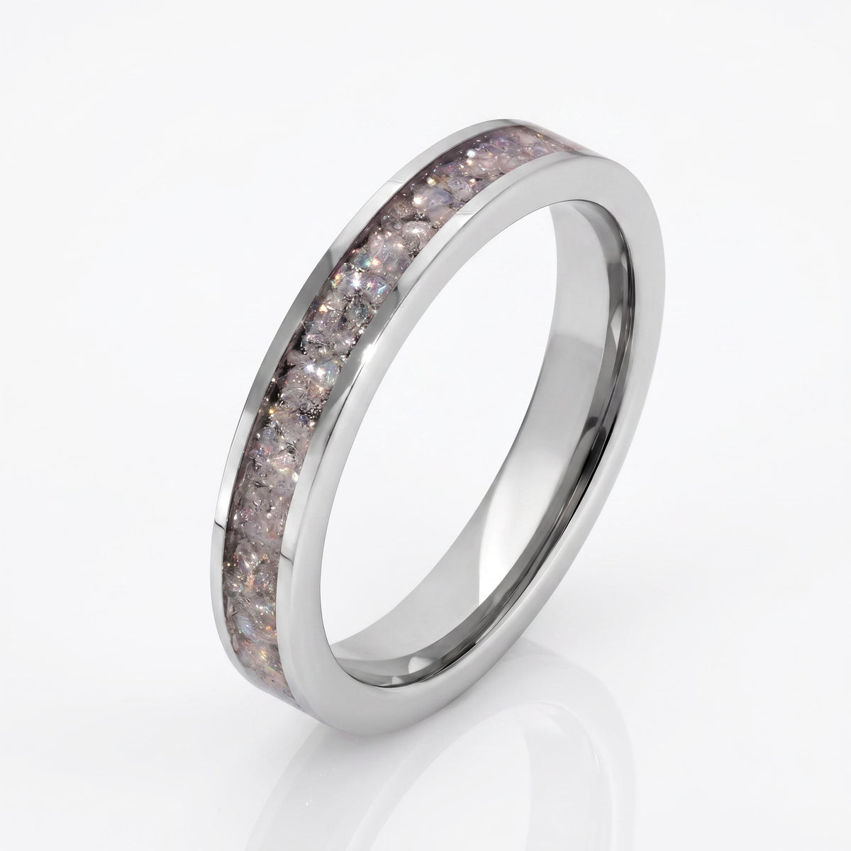 Tungsten Carbide Moonstone Ring ~ Silver Wedding Band (4mm & 8mm) ~ Moonstone Mens Wedding Ring ~ Moonstone Jewelry ~ Silver 