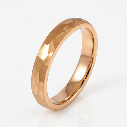 Custom Engraved Gold Tungsten Ring | Personalized Hammered Wedding Band in 4mm or 6mm ~ Personalized Gift for Him or Her - im