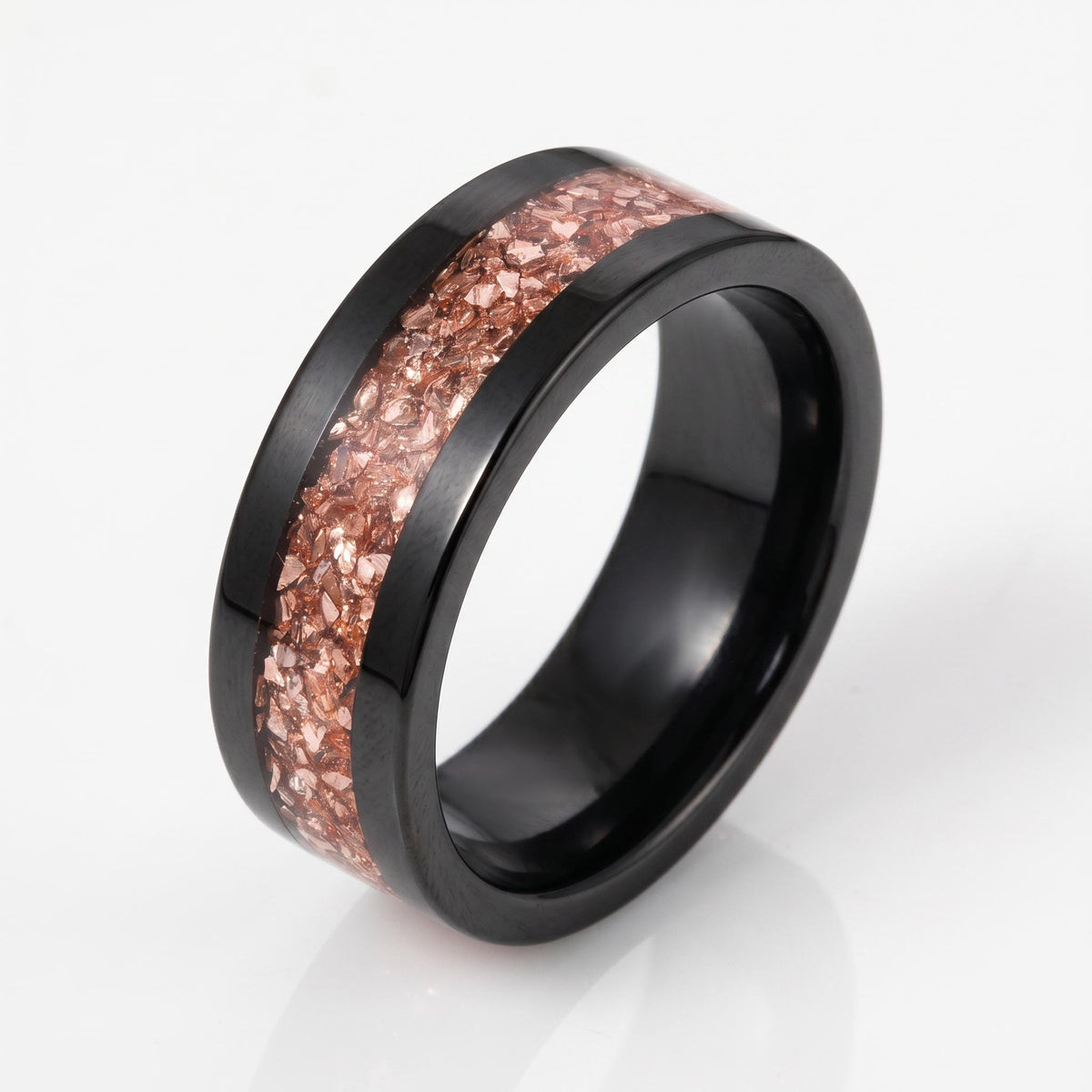 Morganite ring, black tungsten ring, mens wedding band, womens wedding ring, anniversary gift, comfort fit, 4mm ring, 8mm rin