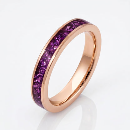 Amethyst Tungsten Ring ~ Rose Gold Wedding Band (4mm & 8mm Width) ~ Purple Gemstone Statement Jewelry ~ Unique Anniversary Gi