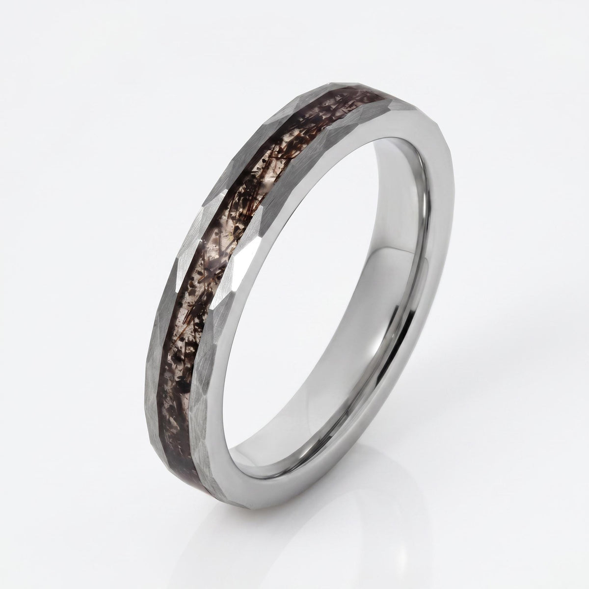 Hammered Black Tungsten Ring with Rutilated Quartz | Handmade Natural Gemstone Jewelry ~ Unique Statement Wedding Band for Me