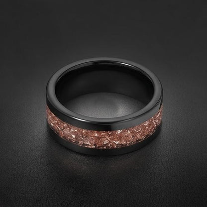 Morganite ring, black tungsten ring, mens wedding band, womens wedding ring, anniversary gift, comfort fit, 4mm ring, 8mm rin