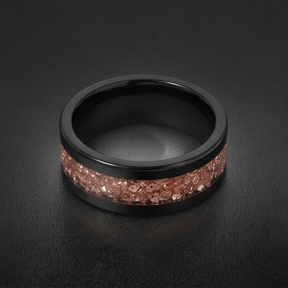 Morganite ring, black tungsten ring, mens wedding band, womens wedding ring, anniversary gift, comfort fit, 4mm ring, 8mm rin