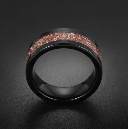 Morganite ring, black tungsten ring, mens wedding band, womens wedding ring, anniversary gift, comfort fit, 4mm ring, 8mm rin