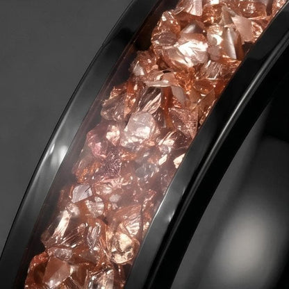Morganite ring, black tungsten ring, mens wedding band, womens wedding ring, anniversary gift, comfort fit, 4mm ring, 8mm rin