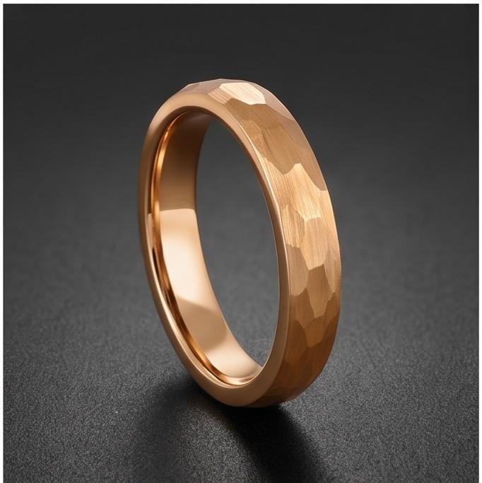 Hammered Gold Ring, Gold Tungsten Ring, Gold Wedding Ring, Mens Wedding Band, Womens Ring, Anniversary Ring, Engagement Ring,