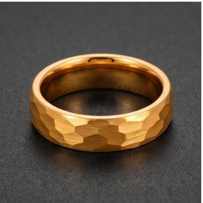 Hammered Gold Ring, Gold Tungsten Ring, Gold Wedding Ring, Mens Wedding Band, Womens Ring, Anniversary Ring, Engagement Ring,