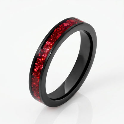 Ruby Ring, Black Tungsten Ring, Black Wedding Ring, Mens Wedding Band, Womens Ring, Anniversary Ring, Engagement Ring, 8mm 4m